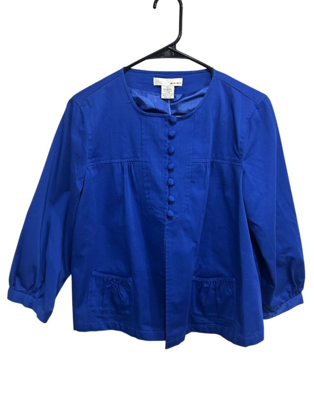 WD.NY Small Blue Button-Up Jacket Cotton Blend Pockets Modern Minimalist NWT